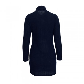 New Solid Long Sleeve Autumn Winter Dresses Women Turtleneck Warm Knitted Sweater Dress Casual Loose Mini Dress