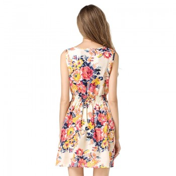 Women summer dress 2019 new fashion Floral print chiffon sleeveless cheap Summer dress plus Size Sleeveless Vestidos HJY1138