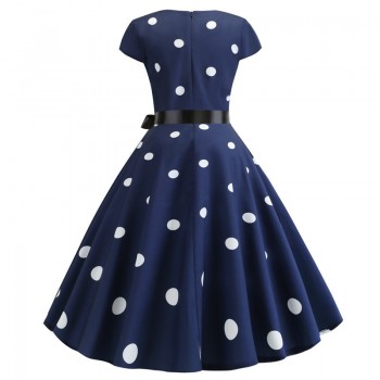 2019 Women Summer Dress Vintage Floral Print Rockabilly Dress Robe Femme Sundress Vestidos Plus Size Polka Dot Party Dress