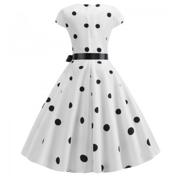 2019 Women Summer Dress Vintage Floral Print Rockabilly Dress Robe Femme Sundress Vestidos Plus Size Polka Dot Party Dress