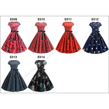2019 Women Summer Dress Vintage Floral Print Rockabilly Dress Robe Femme Sundress Vestidos Plus Size Polka Dot Party Dress