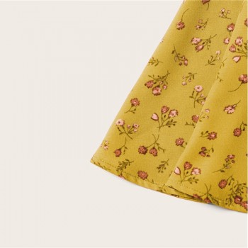 SHEIN Pink Boho Ditsy Floral Knot Neck Ruffle Trim Summer Dress Women Sweetheart V Neck Sleeveless High Waist Sexy Dress