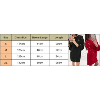 Winter Autumn Women Lantern Long Sleeve Pullover Shirt Dress Beading Pearl Sweater Mini Dress Vestido