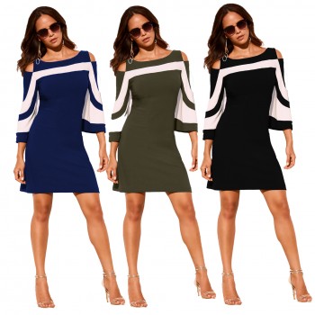 New European and American Hot Fashion Sexy Dress Summer Women Ladies Knee-Length Dress Women Party Dress