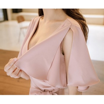 H Han Queen Summer Women Bow Sexy Pink Bodycon Pencil Sheath Retro Formal Wedding Evening Party Special Occasion Dress