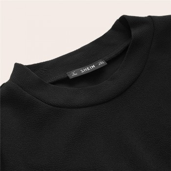 SHEIN Classy Black Plus Size Mock-neck Solid Pencil Slim Dress Women Spring Office Lady Bodycon Basics Plus Size Long Dresses