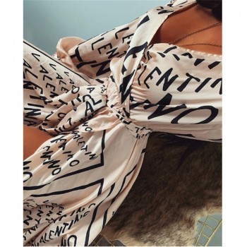 Autumn Long Maxi Dress Female Casual Loose Beach Dress Ankle-Length Empire V-Neck Long Split Dresses Vestidos Women Boho Dress