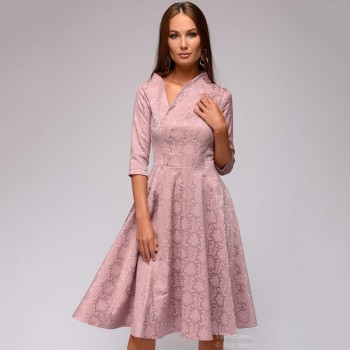 Women 3/4 sleeve Pattern party dresses women Sexy printing streetwear Knee-Length A-Line dress female 2018 autumn dress vestidos