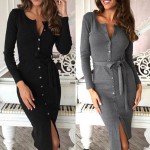 2018 New Autumn Winter Warm Dress Women Sexy Slim Bodycon Dress Female O neck Long Sleeve Knitted Dress Vestidos