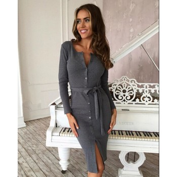 2018 New Autumn Winter Warm Dress Women Sexy Slim Bodycon Dress Female O neck Long Sleeve Knitted Dress Vestidos