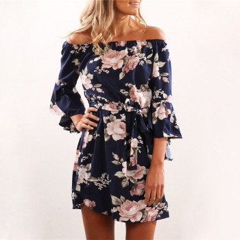 Summer Dress 2018 Women Boho Style Geometric Print Beach Dress Elegant Party Dresses with Belt Vestidos de fiesta Plus Size XXXL