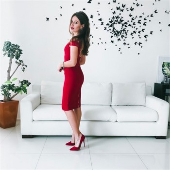 Women Party Bandage Dress Sexy Spaghetti Strap Knee Length Dresses V Neck Backless Sleeveless Evening Party Celebrity