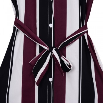 BEFORW 2018 Office Lady Turn-Down Collar Button Lace Up Long Shirt Dress Women Autumn Winter Long Sleeve Stripe Maxi Dresses
