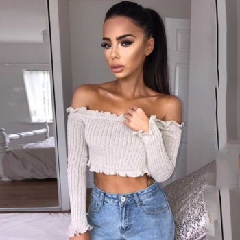 Weweya XL Off Shoulder Sexy Women Dress Slim Bodycon Dress Spring Knitted Elastic Sweater Winter Party Sweater Dresses Vestidos