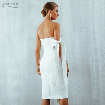 Adyce Celebrity Party Dress Women 2019 New Summer Arrival Casual White One Shoulder Elegant Button Tassels Club Dresses Vestidos