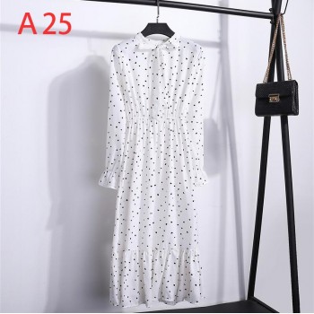 Autumn Chiffon Shirt Dresses Office plaid Polka Dot Vintage Dresses Women Dress 2019 Spring Casual Red Midi Floral Dress Female