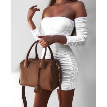 Articat  Women Autumn Winter Bandage Dress Women 2017 Sexy Off Shoulder Long Sleeve Slim  Elastic Bodycon Party Dresses Vestidos