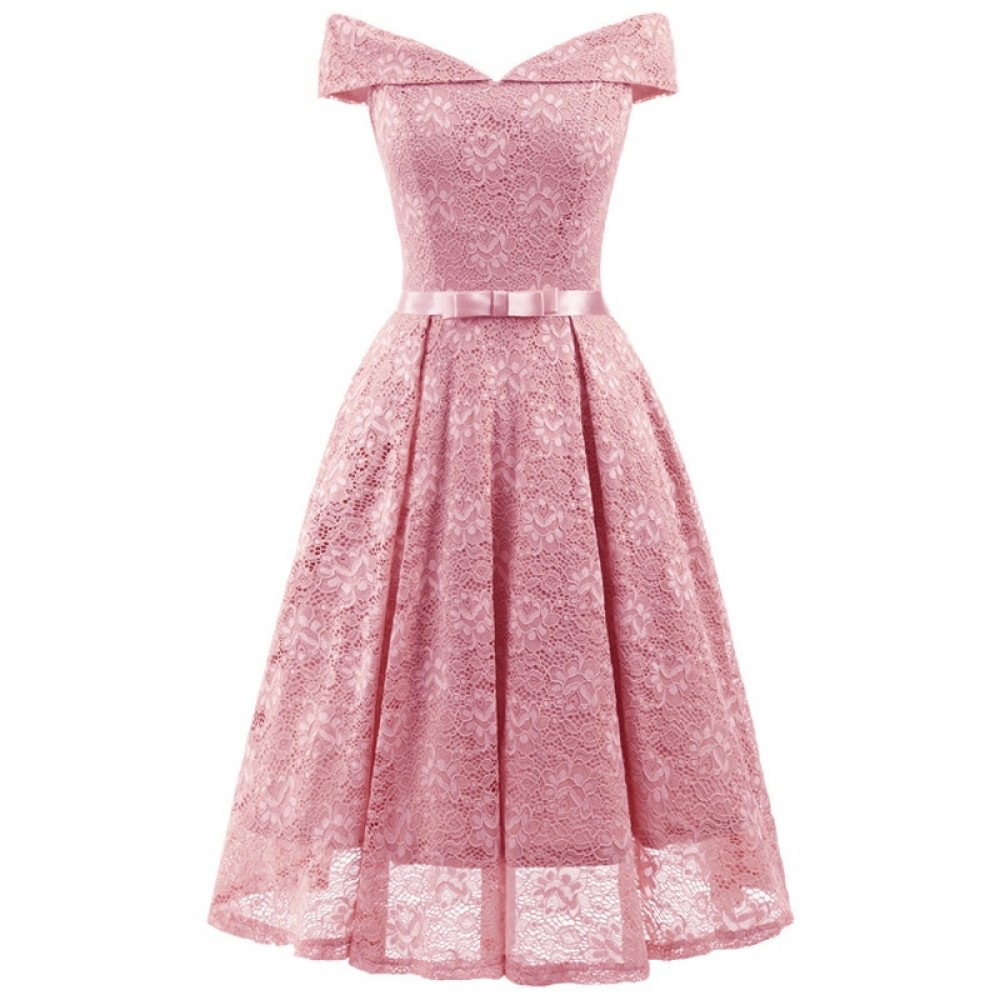 Fashion women Slash neck lace dress ladies New Elegant slim clothing girls Princess dresses woman sexy clothe women laces dress