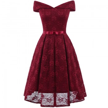 Fashion women Slash neck lace dress ladies New Elegant slim clothing girls Princess dresses woman sexy clothe women laces dress