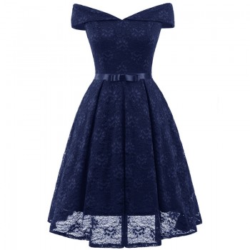 Fashion women Slash neck lace dress ladies New Elegant slim clothing girls Princess dresses woman sexy clothe women laces dress