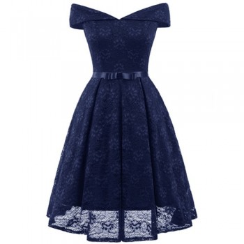 Fashion women Slash neck lace dress ladies New Elegant slim clothing girls Princess dresses woman sexy clothe women laces dress