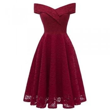 Fashion women Slash neck lace dress ladies New Elegant slim clothing girls Princess dresses woman sexy clothe women laces dress