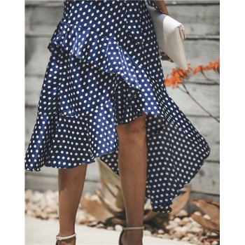 Sleeveless High Waist Casual Dress Summer 2019 Dot Print Women Ruffles Dress Loose Elegant Lace Up Women Clothes Sexy Dresses