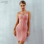 Adyce Women Bandage Dress Vestidos Verano 2019 New Arrival Pink Celebrity Party Dress Spaghetti Strap Hollow Out Runway Dresses