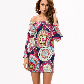 Fashion Bohemian Summer Dress Print Beach Vintage Sexy Female Vestidos Renda Casual Ladies Tops Clothes Women Robe Party Dresses