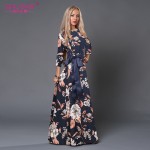 S.FLAVOR Women Spring Summer Printing Long Dress Hot sale O-neck Three Quarter Sleeve Casual Party Vestidos Women Bohemian Dress