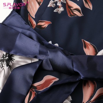 S.FLAVOR Women Spring Summer Printing Long Dress Hot sale O-neck Three Quarter Sleeve Casual Party Vestidos Women Bohemian Dress