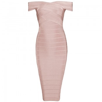 INDRESSME Sexy Off Shoulder Women Bandage Dress Elegant Slash Neck Knee Length Bodycon Backless Party Dress Vestidos 2018 New