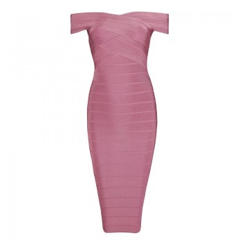 INDRESSME Sexy Off Shoulder Women Bandage Dress Elegant Slash Neck Knee Length Bodycon Backless Party Dress Vestidos 2018 New