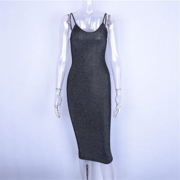 Hugcitar spaghetti straps slash neck backless sexy long dress 2018 women high waist bodycon elegant fashion party dresses
