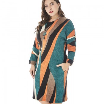 Miaoke 2018 Winter Womens Plus Size Club Knit dress High Quality Fashion Ladies Vintage Elegant office Midi Mom dresses