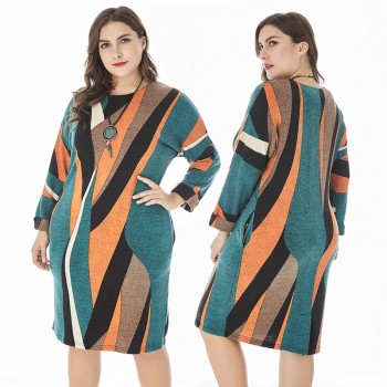 Miaoke 2018 Winter Womens Plus Size Club Knit dress High Quality Fashion Ladies Vintage Elegant office Midi Mom dresses