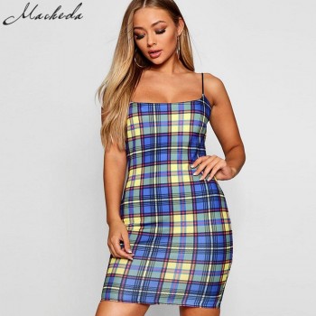 Macheda Summer Bandage Bodycon Dress Fashion New Women Lattice Midi Halter Sexy Sleeveless Club Party Casual Dresses Vestidos