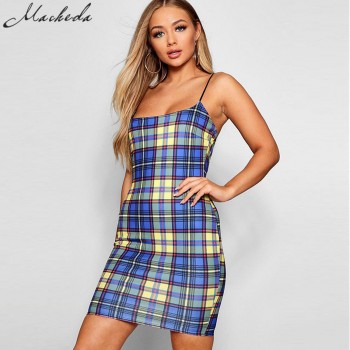 Macheda Summer Bandage Bodycon Dress Fashion New Women Lattice Midi Halter Sexy Sleeveless Club Party Casual Dresses Vestidos