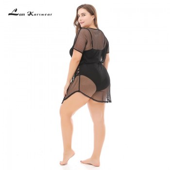 Lan Karswear Beach Cover Up Bikini Crochet Beachwear Summer Swimsuit Cover Up Sexy See-through Beach Dress Plus Size XXXL