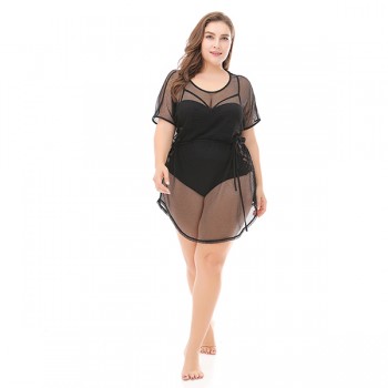 Lan Karswear Beach Cover Up Bikini Crochet Beachwear Summer Swimsuit Cover Up Sexy See-through Beach Dress Plus Size XXXL