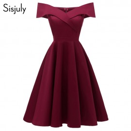 Sisjuly Women Dress Sexy Elegant Off Shoulder 2018 Cotton Elastic A Line Lady Slim Slash Neck Spring Vintage Short Party Dresses