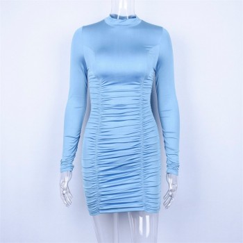 Hugcitar long sleeve high neck high waist bodycon sexy mini dress 2018 autumn winter women fashion party elegant dresses