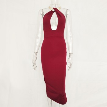 Articat Hollow Out Party Bodycon Bandage Dress Women 2017 Off Shoulder Choker Long Pencil Dress Sexy Backless Split Winter Dress