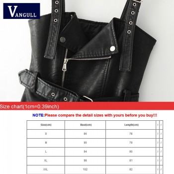 Vangull 2018 New Women Leather Dress Soft PU Faux Leather Dress V Nck Sexy Slim Retro Black Short Mini Dress vestido de festa