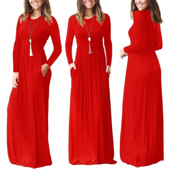 2018 Casual Elegant Long Maxi Dress Women Solid O-neck Long Sleeve Bodycon Party Dress Boho Beach Dress Tunic  Vestido Longo