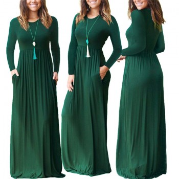 2018 Casual Elegant Long Maxi Dress Women Solid O-neck Long Sleeve Bodycon Party Dress Boho Beach Dress Tunic  Vestido Longo