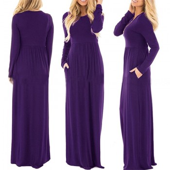 2018 Casual Elegant Long Maxi Dress Women Solid O-neck Long Sleeve Bodycon Party Dress Boho Beach Dress Tunic  Vestido Longo