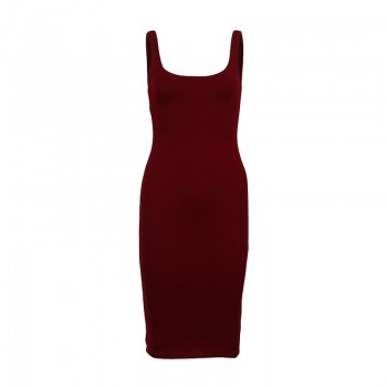 WIXRA Basic Vest Dress Women Back Split Dress 2018 Summer New Fashion Sleeveless Vest Tanks Slim Bodycon Strap Party Dresses