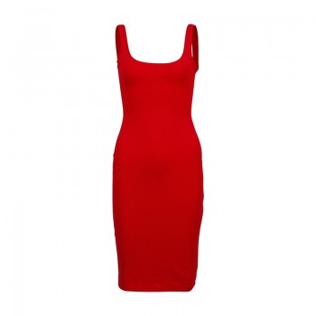 WIXRA Basic Vest Dress Women Back Split Dress 2018 Summer New Fashion Sleeveless Vest Tanks Slim Bodycon Strap Party Dresses
