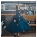 High Quality Explosions Leisure  Retro wool matching  Dresses Women spring autumn Casual  Dress